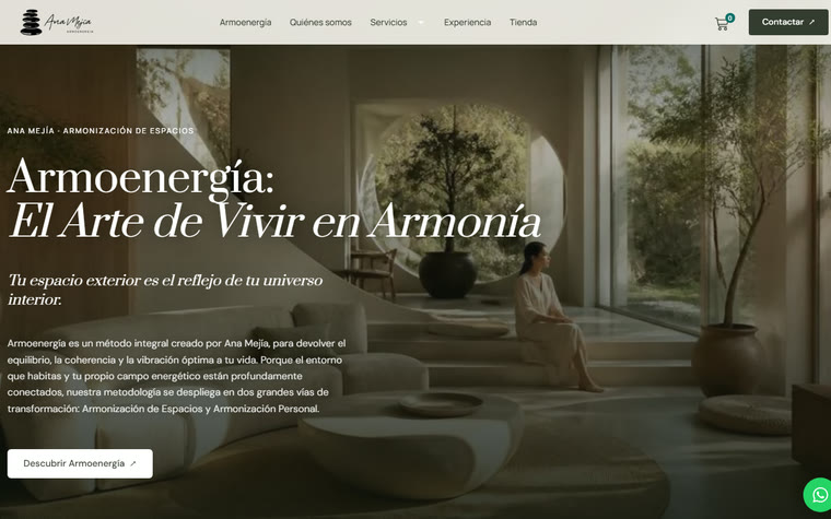 Sitio web de Armoenergía · Ana Mejía diseñado por ZEK, en escritorio