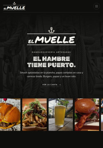 Sitio web de El Muelle en tablet
