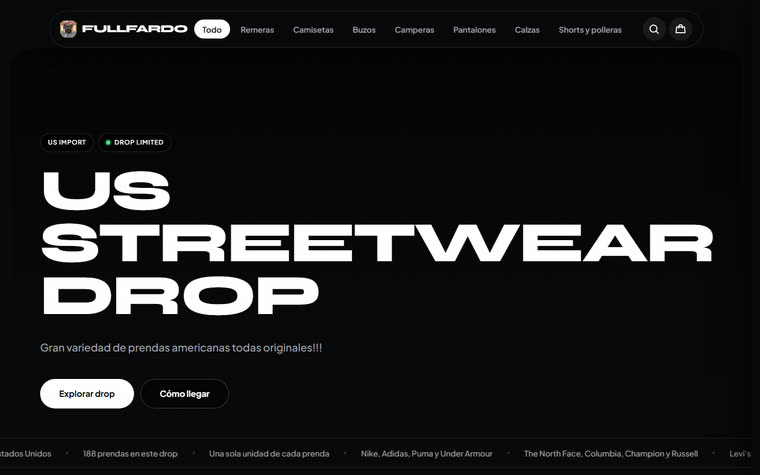 Sitio web de FULLFARDO diseñado por ZEK, en escritorio