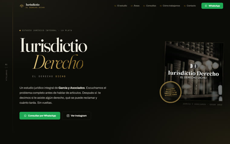 Sitio web de Iurisdictio diseñado por ZEK, en escritorio