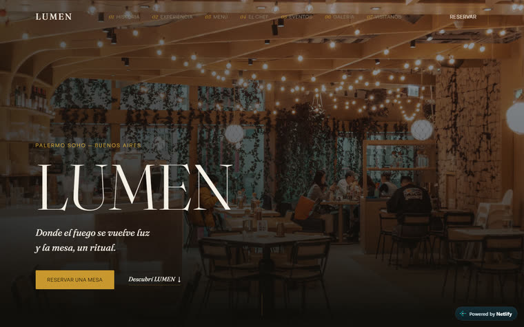 Sitio web de LUMEN diseñado por ZEK, en escritorio