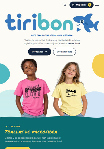 Sitio web de TIRIBON en tablet