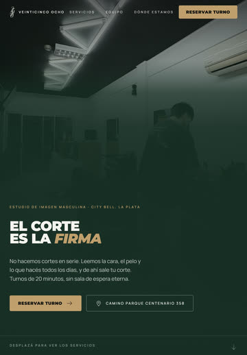 Sitio web de Veinticinco Ocho en tablet